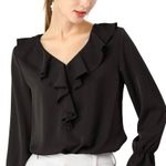 Alegria Elegant Black Ruffle Blouse Photo 0