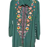 Andree by Unit Bold Green Oversized Floral Embroidered Button-Down Artsy Indie Vibes Sz S Indie Photo 0