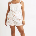 Madewell Paperbag Shorts in Paradise Toile Ivory Floral Linen Blend EUC Size 2 Photo 0