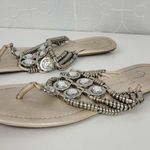 Jessica Simpson  Women's Sandals 6.5 Silver Rhinestone Gladiator Roman Flip Flop Photo 3