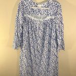 Eileen West Blue White Floral 100% Cotton Long Sleeve Lightweight Nightgown L Size L Photo 3