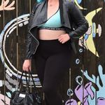 2X pLeather crop zip up long sleeve blouse Photo 1