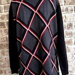 Vintage 90s Country Casuals Sweater Medium Black Gray Red Striped Wool b… Size undefined Photo 0