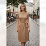 Calvin Klein NWT  Scuba Crepe Short Sleeve Pleated Side Dress IN LUG Photo 1