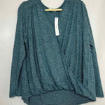 White Willow Womens Teal Heathered Wrap Front Long Sleeve Top Casual Blouse‎ XL Green Photo 0