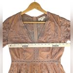 Magnolia Boutique Fairytale Romance Romper Lace‎ Maxi Dress Sleeves VNeck Small Tan Photo 6