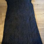 Vintage Dress Navy Black Shimmer floral Sheer Midi Size 14 1/2 Whimsy Fairy Goth Blue Photo 1