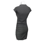 ZARA  Women's Gray Ruched Textured Short Sleeve High Neck Mini Bodycon Dress Sz S Photo 3