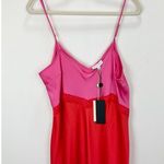 Gianni Bini  DANNIJO Helena Satin Maxi Slip Dress Colorblock Pink Red US 12 NWT Photo 5