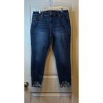 Liverpool Los Angeles Petite Ankle Skinny Jeans Dark Wash Frayed Hem Size 12 Blue Photo 1