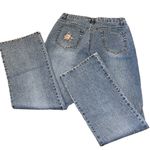 Adolfo 2000s Light Wash Blue Jeans Floral Detail  Women’s Size 12 Pants Y2K! Photo 4