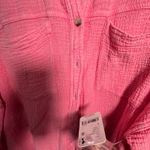 Free People NEW  Cardiff Top Pink Barbicore Cotton Gauze Button-Up Shirt Small Photo 5