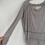 Free People Cloud Nine Boxy Long Sleeve Linen Blend Swing Tee Shirt Gray Size XS Photo 4
