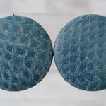 Vintage Clip On Earrings Blue Teal Scale Like Design Circle Photo 0