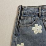 POL  Blue Jean Shorts with White Floral Accents Photo 3