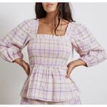 Ganni Smocked Seersucker Plaid Top Sz. 38 (M) Photo 0