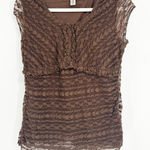 Merona  Womens Y2K Whimsigoth Fairycore Lace Overlay Babydoll Top Size L Brown Photo 0