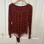 Free People Intimately  Red Floral Bodysuit Size Large Photo 1