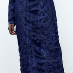 ZARA Crinkled Blue Midi Pleated Skirt(Size Medium) Photo 0