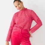 J.Crew  Scalloped Lace Mockneck Top Dragon Fruit Pink Size 2 Photo 0