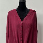 a.n.a . Waffle Knit Long Sleeve Button Front Tie Bottom Shirt Large oversized Photo 1