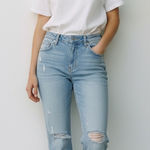 Rachel Zoe Rachel Roy Jeans Women's 2/26β Light Wash Distressed Straight Leg Denim Mid Rise Photo 0