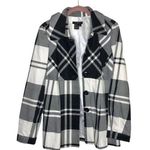 Sandro Black White Plaid Jacket Empire Waist Pleats Lined Womens Size Medium Photo 6