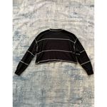 Hollister  White Gray Stripe Waffle Knit Wide Relaxed Fit Long Sleeve Crop Top XS Photo 1