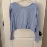 SheIn Light Blue Long Sleeve Criss Cross Open Back Tee Photo 1