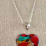 925 Sterling Silver Oyster Copper Turquoise Gemstone necklace Pendant Jewelry Red Photo 0