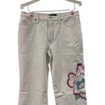 Cambio Jeans Women's Bamboo White‎ Embroidered Flower Size 44 18 White Photo 2