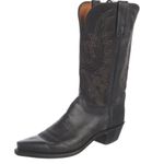 Lucchese  1883 Savannah Black Mad Dog Goat Leather Snip Toe Western Boots Size 10 Photo 1