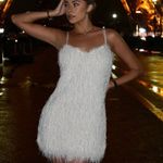 ZARA  White Feathered fringed Fluffy mini Dress party cocktail evening wedding Photo 1