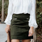 Loft Ann Taylor  Olive Green Suede Skirt Photo 0