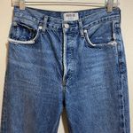 AGOLDE Riley High Rise Straight Asymmetrical Frayed Raw Hem Crop Jeans Size 25 Photo 5