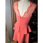 BCBG PINK CORAL LEEANNPEPLUM LACE V NECK SLEEVELESS DRESS 6 original price $338 Orange Photo 3