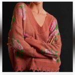 Anthropologie Floral Distressed Drop Shoulder Sweater Photo 2