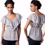 Rebecca Taylor  Gray Jaguar V-Neck Silk Blouse Sz 4 NWT Photo 4