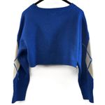 Streetwear Society Retro Argyle Blue Cropped Knit Sweater Women's Size XL  Photo 3