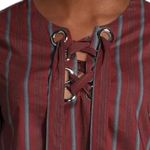 J.O.A. π΅ SALE 3/$25 STRIPED GROMMET TIE FRONT BISHOP PUFF SLEEVE BLOUSE S Photo 1