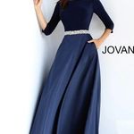 Jovani  Blue Bateau Slit Gown for Prom Photo 1