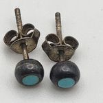 Vintage Sterling Silver & Turquoise Stud Earrings Blue Photo 3