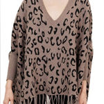 Love Token  Colleen Poncho Size xs/s L Leopard Fringe Photo 0