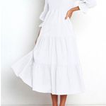 NEW Long Sleeve Relaxed Fit Smocked Tiered Flowy Maxi Dress M White Size M Photo 1