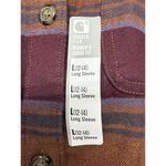 Carhartt Flannel Shirt Womens Large Brown Burgundy Plaid Rugged Flex Long Sleeve Photo 3
