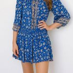 Poupette St Barth Off the Shoulder Floral Printed Mini Dress in Blue Size XS Photo 8