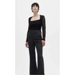 Ganni  Women's Size Medium Bodysuit‎ Black Lace Square Back Long Sleeve Lined Photo 13