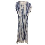 Blue Island Blue White Crochet Lace Trim Slit Short Sleeve Swim Coverup Size XS Photo 4