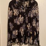 Miss Me  Garden Goddess Black Floral Semi Sheer Blouse Photo 1