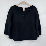 Sundance  Wool Blend Zip Front‎ Sweater Women Medium Fits Small Black Flawed Knit Photo 0